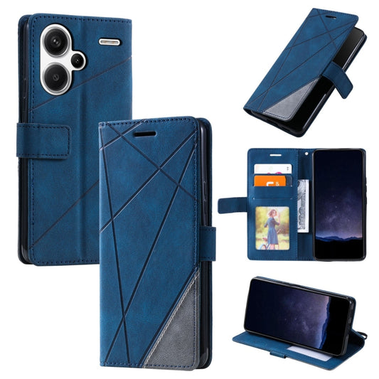 For Xiaomi Redmi Note 13 Pro+ Skin Feel Splicing Leather Phone Case(Blue) - Note 13 Pro+ Cases by buy2fix | Online Shopping UK | buy2fix