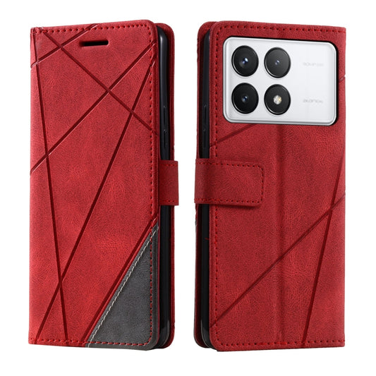 For Xiaomi Redmi K70E Skin Feel Splicing Leather Phone Case(Red) by buy2fix