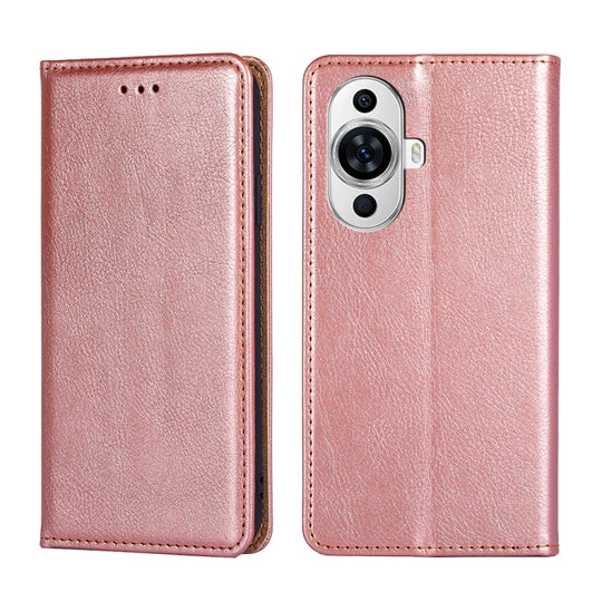 For Huawei nova 11 4G Gloss Oil Solid Color Magnetic Leather Phone Case(Rose Gold)