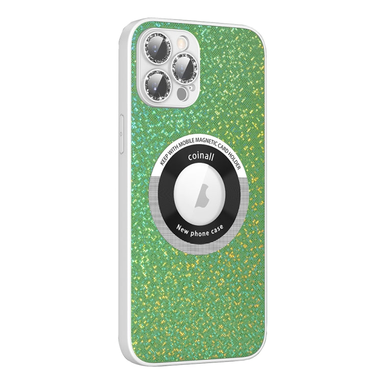 For iPhone 11 Pro Colorful Glitter Magnetic Magsafe TPU + PC Phone Case(Colorful Green) by buy2fix