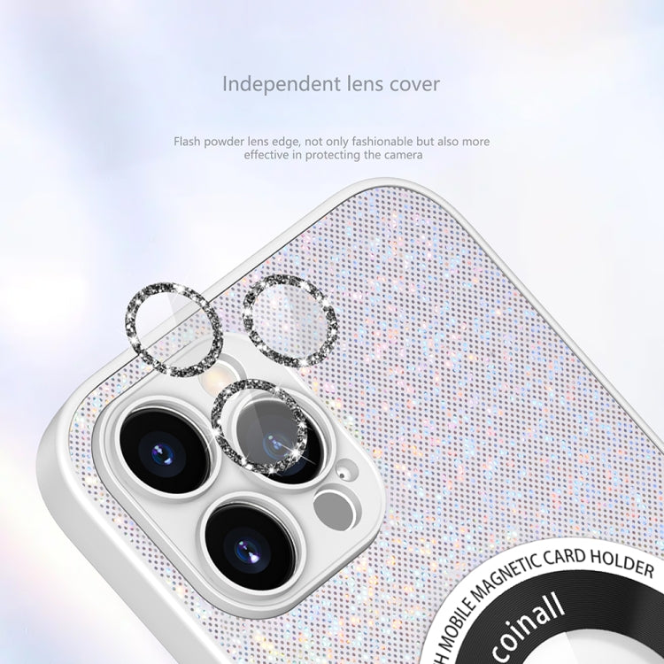 For iPhone 14 Pro Colorful Glitter Magnetic Magsafe TPU + PC Phone Case(White) - iPhone 14 Pro Cases by buy2fix | Online Shopping UK | buy2fix
