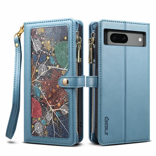 For Google Pixel 8A ESEBLE Star Series Lanyard Zipper Wallet RFID Leather Case(Blue) - Google Cases by ESEBLE | Online Shopping UK | buy2fix