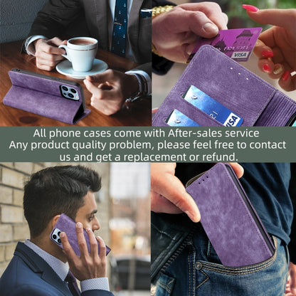 For Xiaomi Redmi Note 12S 4G RFID Anti-theft Brush Magnetic Leather Phone Case(Purple) - Xiaomi Cases by buy2fix | Online Shopping UK | buy2fix