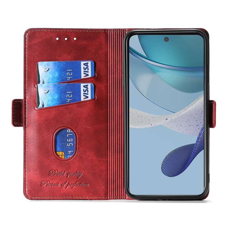For Xiaomi Redmi Note 12S 4G Contrast Color Side Buckle Leather Phone Case(Purple + Rose Red) by buy2fix