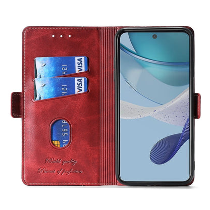 For Xiaomi Redmi Note 12S 4G Contrast Color Side Buckle Leather Phone Case(Purple + Rose Red) by buy2fix