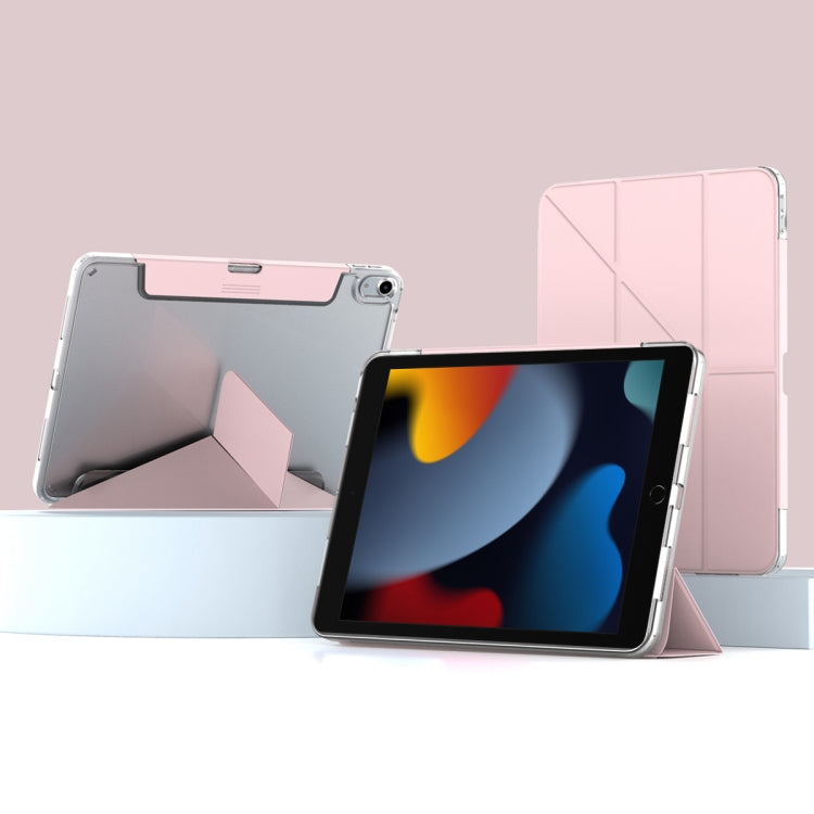 For iPad 10.2 2021 / 2020 / 2019 Mutural Deformation Stand Smart Leather Tablet Case(Pink) by Mutural