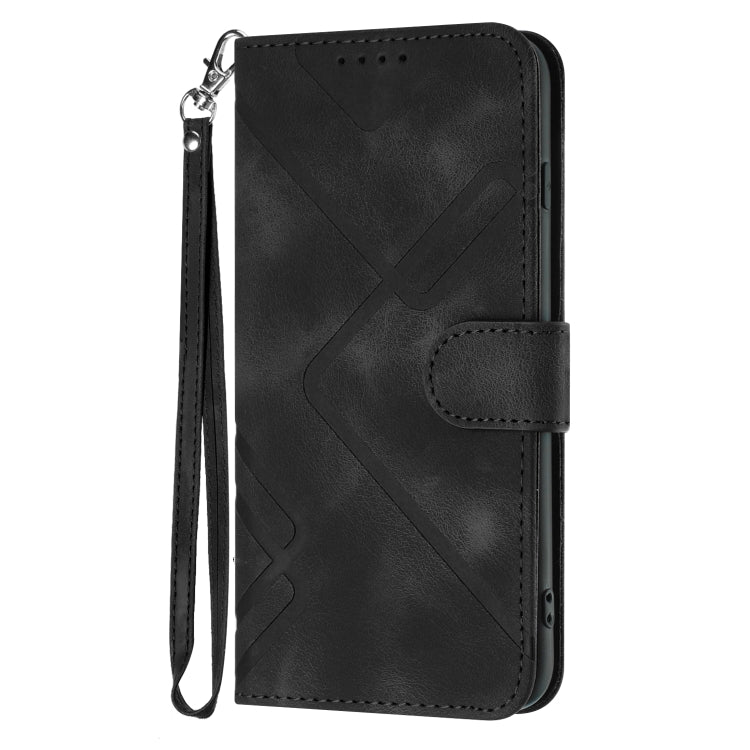 For Xiaomi Redmi Note 12 Pro 4G/5G Global Line Pattern Skin Feel Leather Phone Case(Black) - Xiaomi Cases by buy2fix | Online Shopping UK | buy2fix