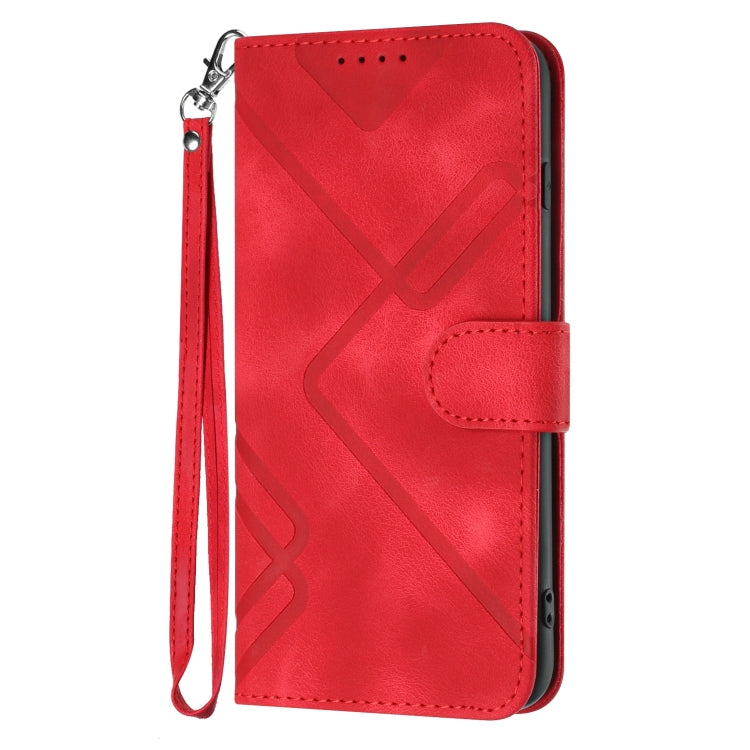 For Xiaomi Redmi Note 12 Pro+ 4G/5G Global Line Pattern Skin Feel Leather Phone Case(Red) - Xiaomi Cases by buy2fix | Online Shopping UK | buy2fix