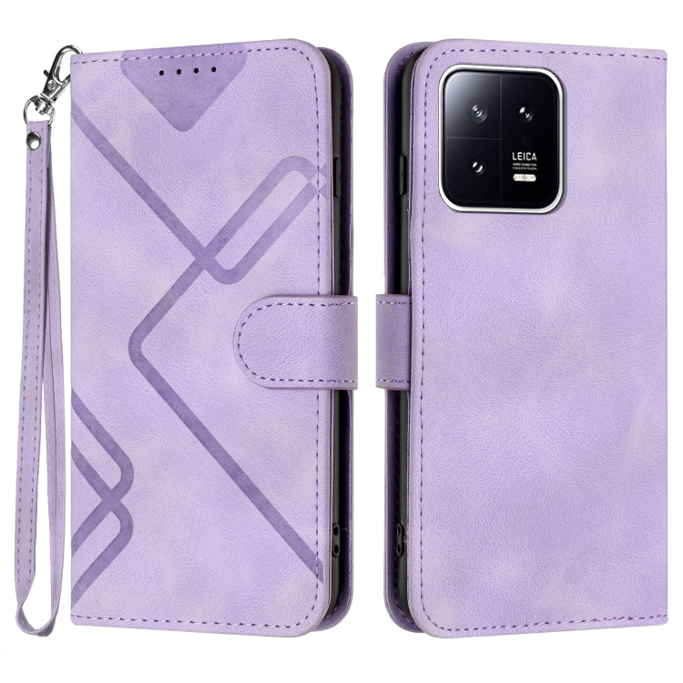 For Xiaomi 13 Pro Line Pattern Skin Feel Leather Phone Case(Light Purple) - 13 Pro Cases by buy2fix | Online Shopping UK | buy2fix