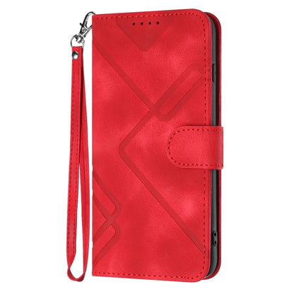 For Xiaomi Redmi K70 Line Pattern Skin Feel Leather Phone Case(Red) - K70 Cases by buy2fix | Online Shopping UK | buy2fix