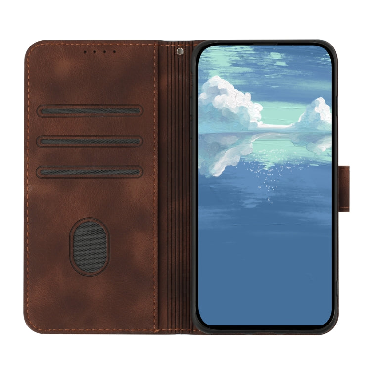 For Xiaomi Redmi K70 Line Pattern Skin Feel Leather Phone Case(Coffee) - K70 Cases by buy2fix | Online Shopping UK | buy2fix