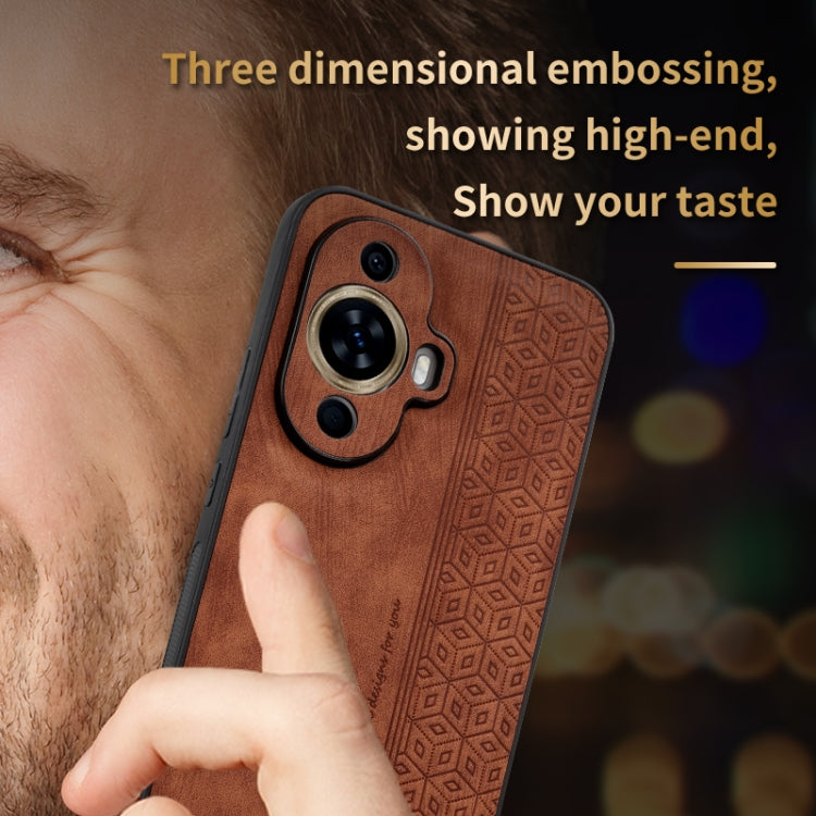 For Huawei nova 11 AZNS 3D Embossed Skin Feel Phone Case(Brown) - Huawei Cases by AZNS | Online Shopping UK | buy2fix