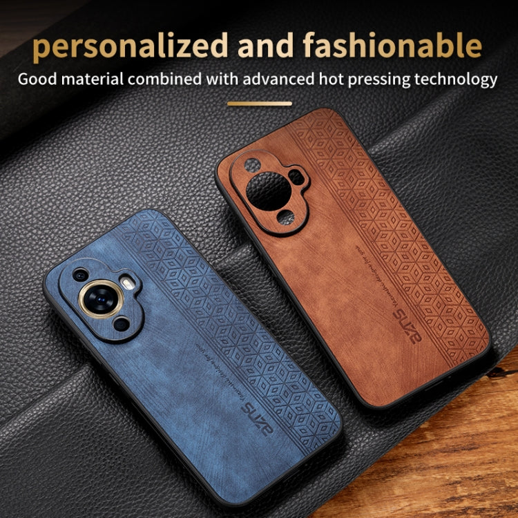 For Huawei nova 11 AZNS 3D Embossed Skin Feel Phone Case(Brown) - Huawei Cases by AZNS | Online Shopping UK | buy2fix