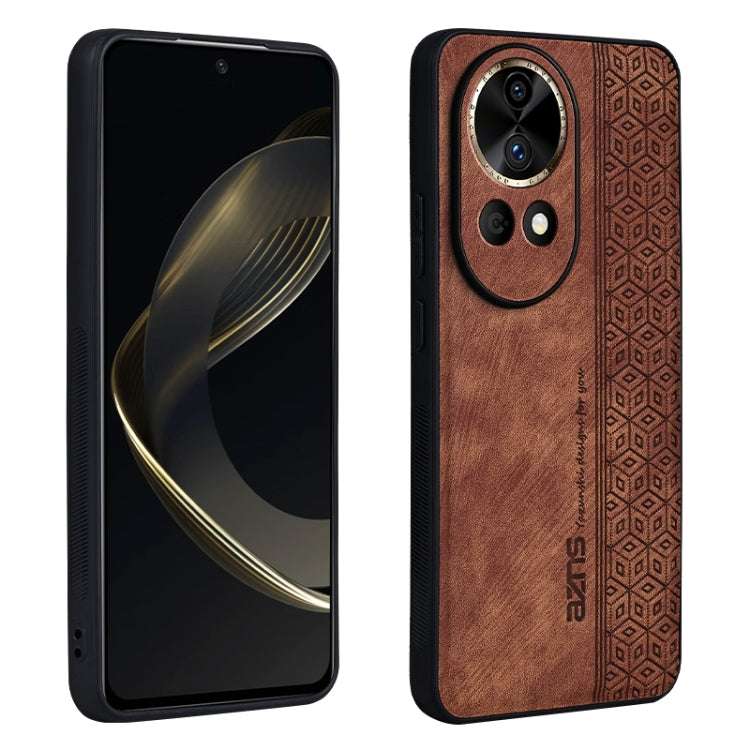 For Huawei nova 12 AZNS 3D Embossed Skin Feel Phone Case(Brown) - Huawei Cases by AZNS | Online Shopping UK | buy2fix