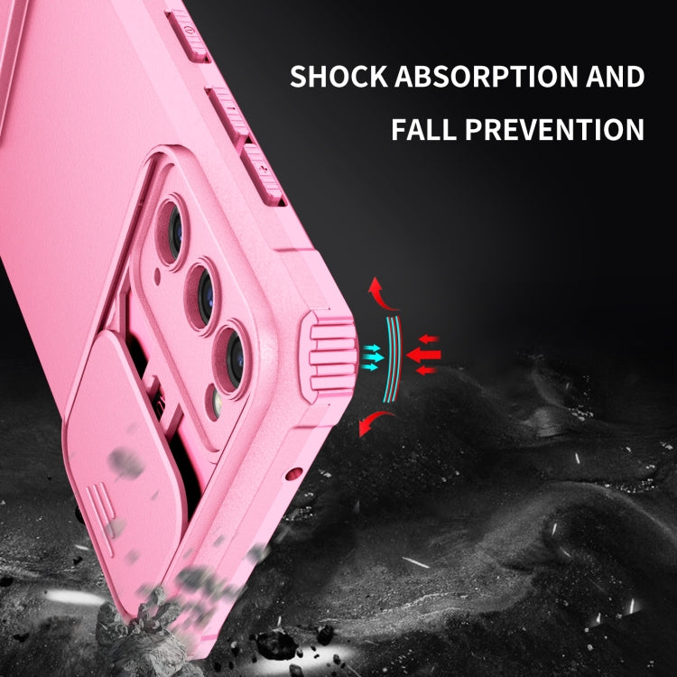 For Samsung Galaxy S20 FE Stereoscopic Holder Sliding Camshield Phone Case(Pink) - Galaxy S20 FE Cases by buy2fix | Online Shopping UK | buy2fix