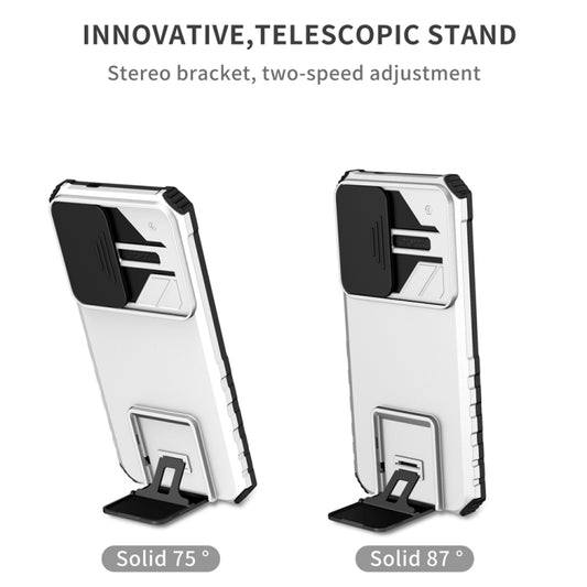 For Samsung Galaxy S24+ 5G Stereoscopic Holder Sliding Camshield Phone Case(White) by buy2fix