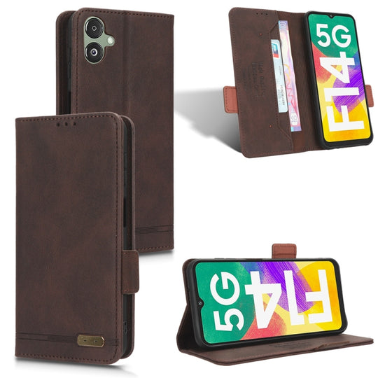 For Samsung Galaxy F14 Magnetic Clasp Leather Phone Case(Brown)