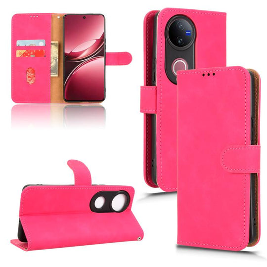 For vivo V50 Skin Feel Magnetic Flip Leather Phone Case(Rose Red)