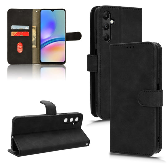 For Samsung Galaxy A05s 4G Skin Feel Magnetic Flip Leather Phone Case(Black)