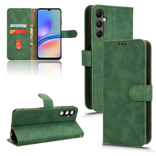 For Samsung Galaxy A05s 4G Skin Feel Magnetic Flip Leather Phone Case(Green)