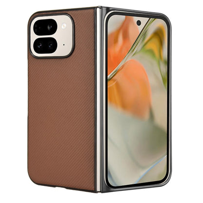 For Google Pixel 9 Pro Fold PU Leather PC Phone Case(Brown) by buy2fix