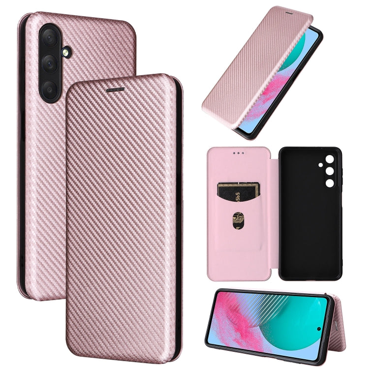 For Samsung Galaxy M54 5G Carbon Fiber Texture Flip Leather Phone Case(Pink) - Galaxy Phone Cases by buy2fix | Online Shopping UK | buy2fix