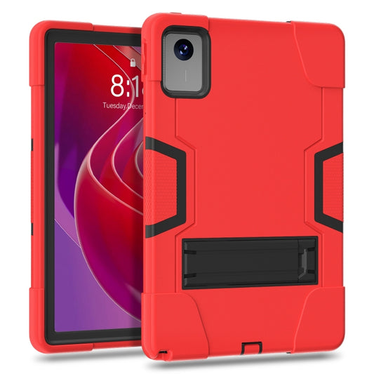 For Lenovo Tab M11/ Xiaoxin Pad 11 2024 Contrast Color Silicone Hybrid PC Tablet Case with Holder(Red Black) by buy2fix