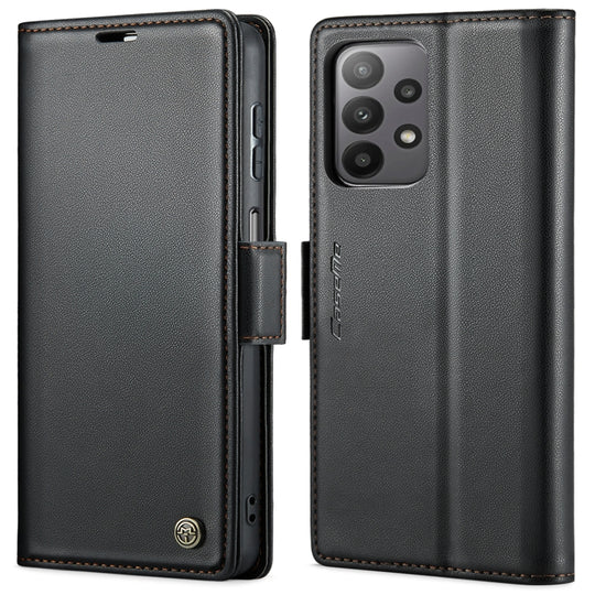 For Samsung Galaxy A23 CaseMe 023 Butterfly Buckle Litchi Texture RFID Anti-theft Leather Phone Case(Black)