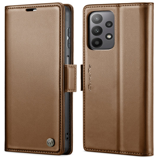 For Samsung Galaxy A23 CaseMe 023 Butterfly Buckle Litchi Texture RFID Anti-theft Leather Phone Case(Brown)