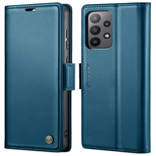 For Samsung Galaxy A33 5G CaseMe 023 Butterfly Buckle Litchi Texture RFID Anti-theft Leather Phone Case(Blue)