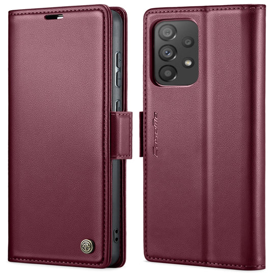 For Samsung Galaxy A73 5G CaseMe 023 Butterfly Buckle Litchi Texture RFID Anti-theft Leather Phone Case(Wine Red)