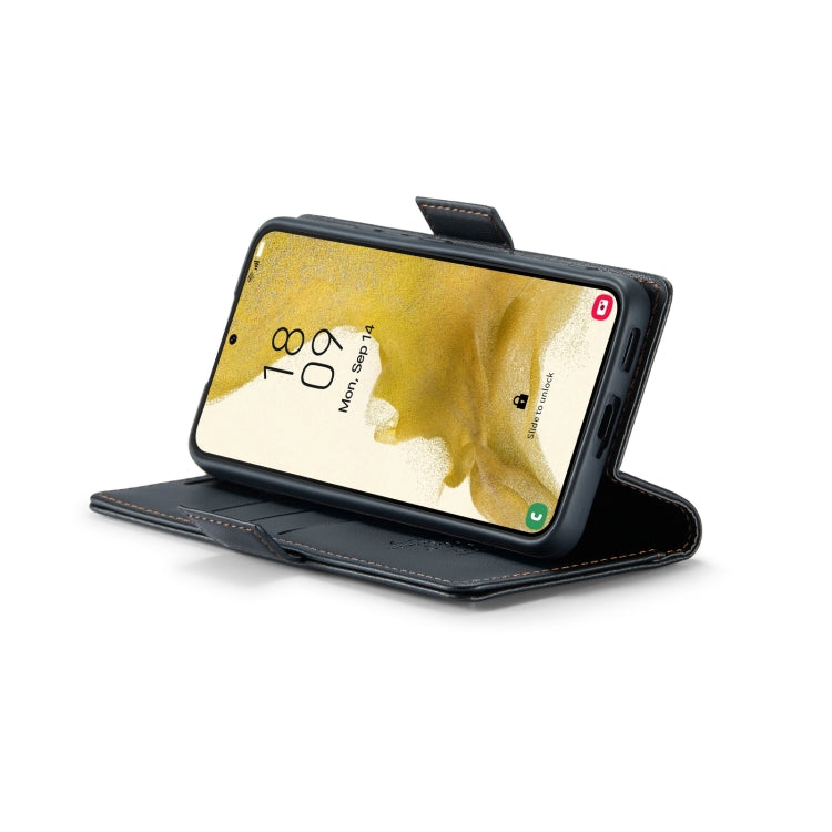 For Samsung Galaxy S22 5G CaseMe 023 Butterfly Buckle Litchi Texture RFID Anti-theft Leather Phone Case(Black) by CaseMe