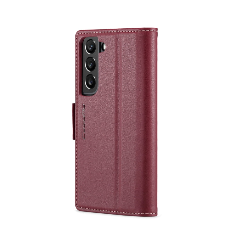 For Samsung Galaxy S22 5G CaseMe 023 Butterfly Buckle Litchi Texture RFID Anti-theft Leather Phone Case(Wine Red) by CaseMe