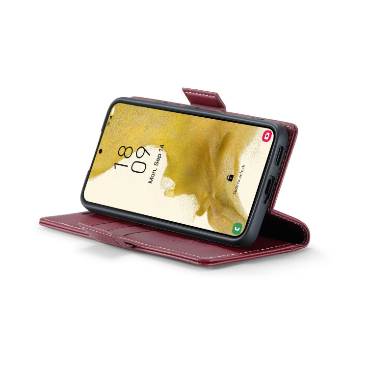 For Samsung Galaxy S22 5G CaseMe 023 Butterfly Buckle Litchi Texture RFID Anti-theft Leather Phone Case(Wine Red) by CaseMe