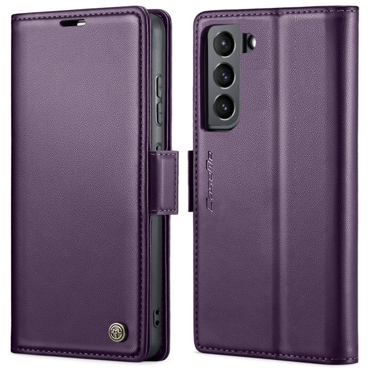 For Samsung Galaxy S22 5G CaseMe 023 Butterfly Buckle Litchi Texture RFID Anti-theft Leather Phone Case(Pearly Purple) by CaseMe