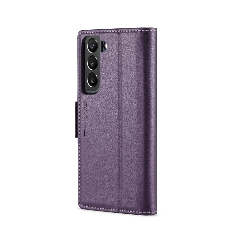 For Samsung Galaxy S22 5G CaseMe 023 Butterfly Buckle Litchi Texture RFID Anti-theft Leather Phone Case(Pearly Purple) by CaseMe