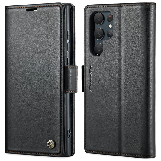 For Samsung Galaxy S22 Ultra 5G CaseMe 023 Butterfly Buckle Litchi Texture RFID Anti-theft Leather Phone Case(Black) by CaseMe