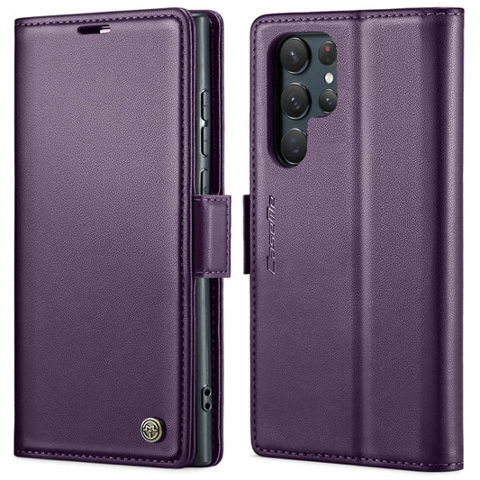 For Samsung Galaxy S22 Ultra 5G CaseMe 023 Butterfly Buckle Litchi Texture RFID Anti-theft Leather Phone Case(Pearly Purple) by CaseMe