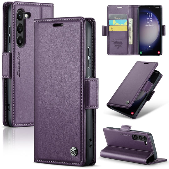 Pour Samsung Galaxy S23 + 5G CaseMe 023 Boucle Papillon Litchi Texture RFID Étui de téléphone en cuir antivol (Violet nacré)