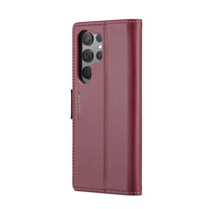 For Samsung Galaxy S23 Ultra 5G CaseMe 023 Butterfly Buckle Litchi Texture RFID Anti-theft Leather Phone Case(Wine Red) by CaseMe