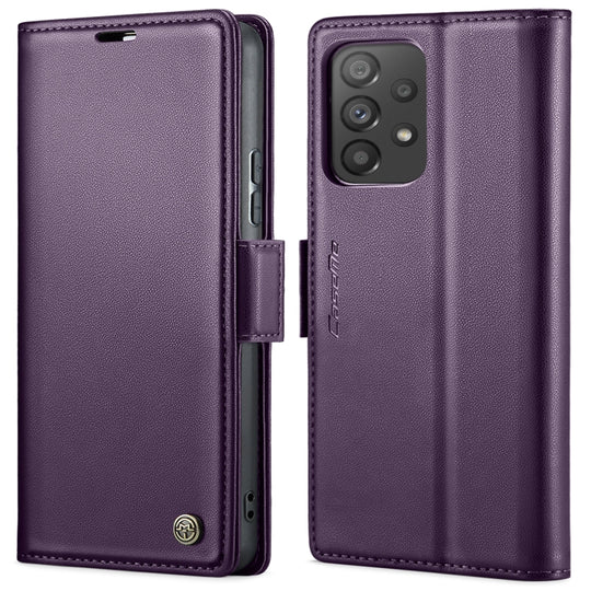 For Samsung Galaxy A53 CaseMe 023 Butterfly Buckle Litchi Texture RFID Anti-theft Leather Phone Case(Pearly Purple)