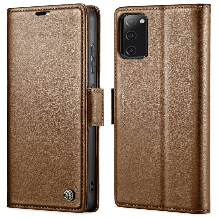 For Samsung Galaxy S20 FE CaseMe 023 Butterfly Buckle Litchi Texture RFID Anti-theft Leather Phone Case(Brown) by CaseMe