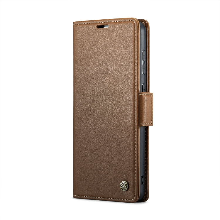 For Samsung Galaxy S20 FE CaseMe 023 Butterfly Buckle Litchi Texture RFID Anti-theft Leather Phone Case(Brown) by CaseMe