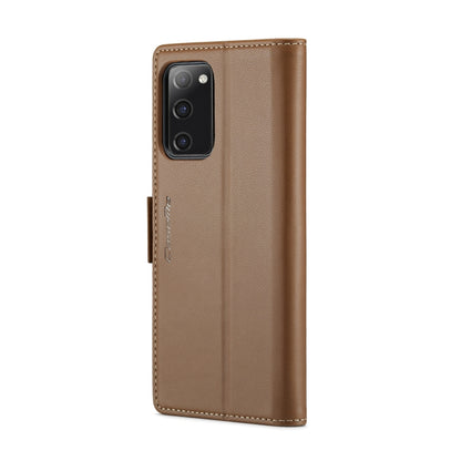 For Samsung Galaxy S20 FE CaseMe 023 Butterfly Buckle Litchi Texture RFID Anti-theft Leather Phone Case(Brown) by CaseMe