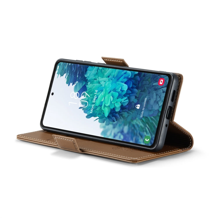 For Samsung Galaxy S20 FE CaseMe 023 Butterfly Buckle Litchi Texture RFID Anti-theft Leather Phone Case(Brown) by CaseMe