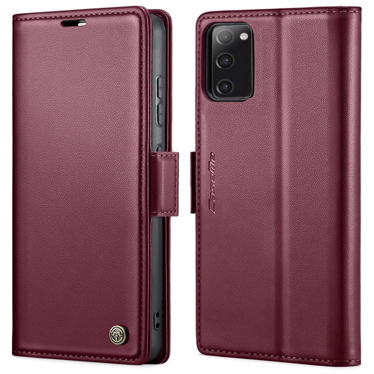 For Samsung Galaxy S20 FE CaseMe 023 Butterfly Buckle Litchi Texture RFID Anti-theft Leather Phone Case(Wine Red) by CaseMe