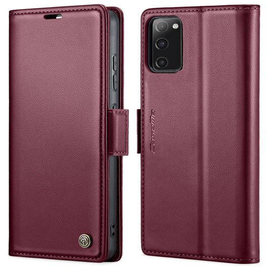 For Samsung Galaxy S20 FE CaseMe 023 Butterfly Buckle Litchi Texture RFID Anti-theft Leather Phone Case(Wine Red) by CaseMe