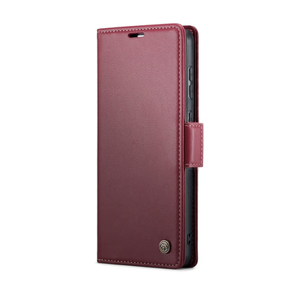 For Samsung Galaxy S20 FE CaseMe 023 Butterfly Buckle Litchi Texture RFID Anti-theft Leather Phone Case(Wine Red) by CaseMe