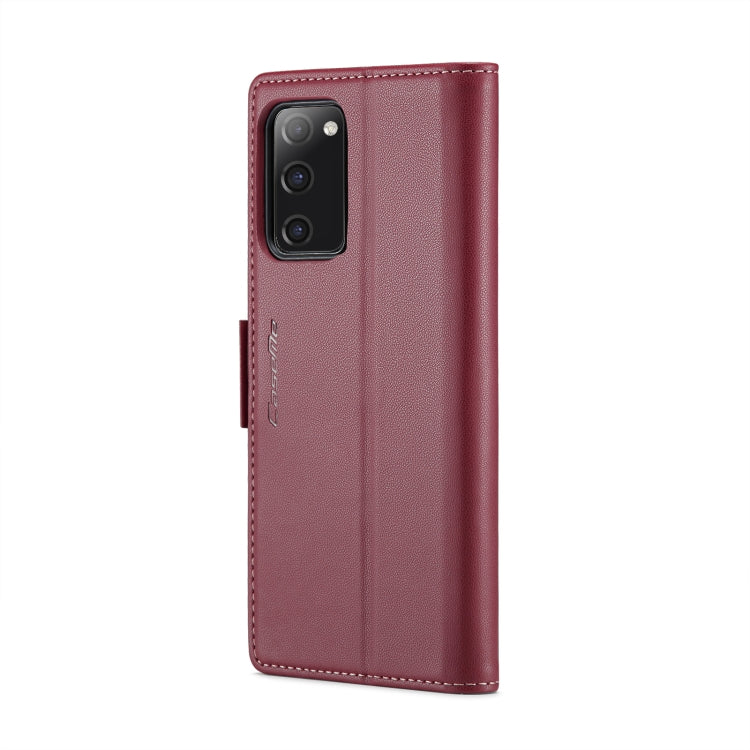 For Samsung Galaxy S20 FE CaseMe 023 Butterfly Buckle Litchi Texture RFID Anti-theft Leather Phone Case(Wine Red) by CaseMe