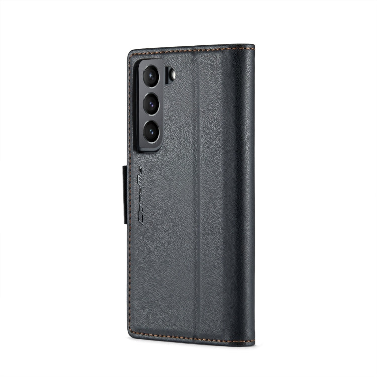 For Samsung Galaxy S21 5G CaseMe 023 Butterfly Buckle Litchi Texture RFID Anti-theft Leather Phone Case(Black) by CaseMe